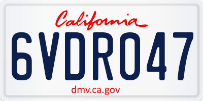CA license plate 6VDR047