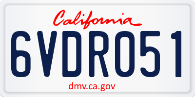 CA license plate 6VDR051