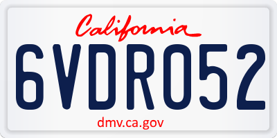CA license plate 6VDR052