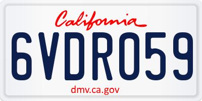 CA license plate 6VDR059