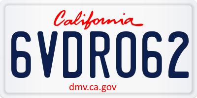CA license plate 6VDR062
