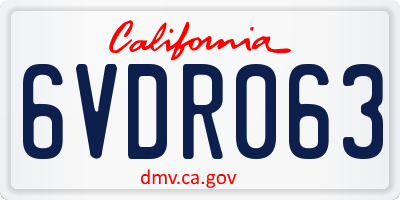 CA license plate 6VDR063