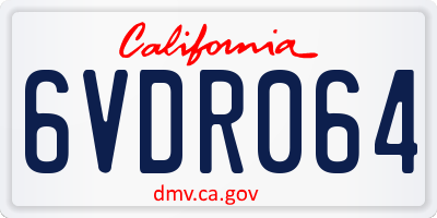 CA license plate 6VDR064