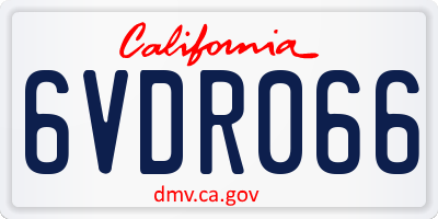 CA license plate 6VDR066