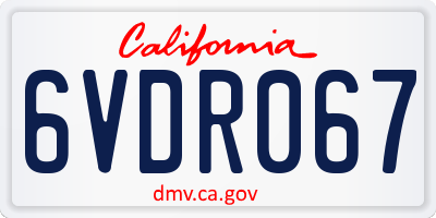 CA license plate 6VDR067