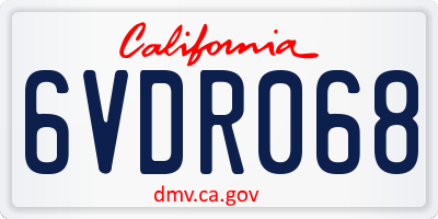 CA license plate 6VDR068
