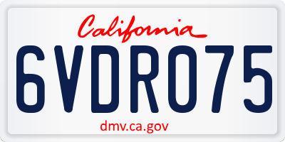 CA license plate 6VDR075