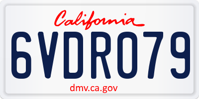 CA license plate 6VDR079