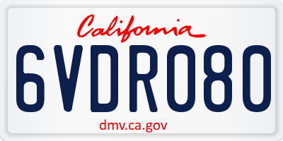 CA license plate 6VDR080