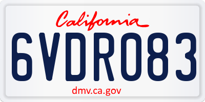 CA license plate 6VDR083