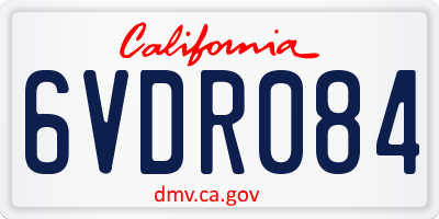 CA license plate 6VDR084
