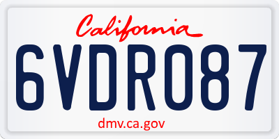 CA license plate 6VDR087
