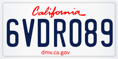 CA license plate 6VDR089