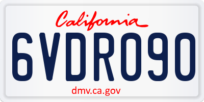 CA license plate 6VDR090