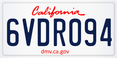 CA license plate 6VDR094