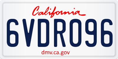 CA license plate 6VDR096