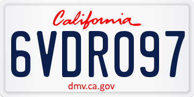 CA license plate 6VDR097