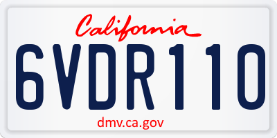 CA license plate 6VDR110