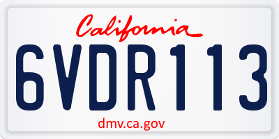 CA license plate 6VDR113