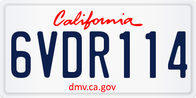 CA license plate 6VDR114