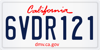 CA license plate 6VDR121