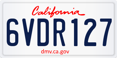 CA license plate 6VDR127