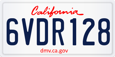 CA license plate 6VDR128