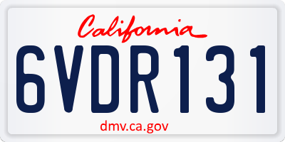 CA license plate 6VDR131