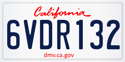 CA license plate 6VDR132