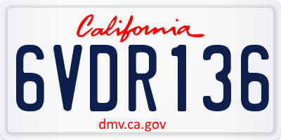 CA license plate 6VDR136