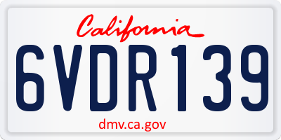 CA license plate 6VDR139