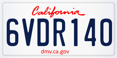 CA license plate 6VDR140