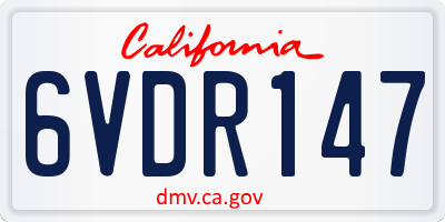 CA license plate 6VDR147