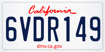 CA license plate 6VDR149