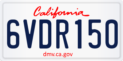 CA license plate 6VDR150