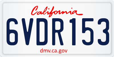 CA license plate 6VDR153
