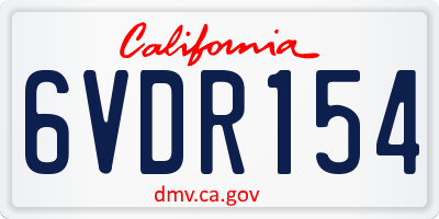 CA license plate 6VDR154