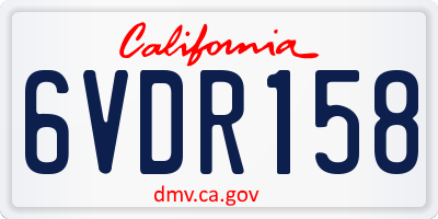 CA license plate 6VDR158