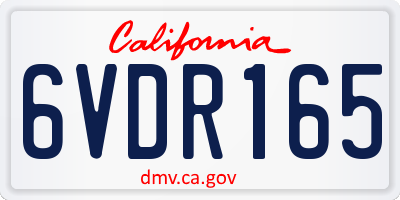 CA license plate 6VDR165