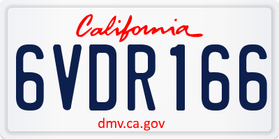 CA license plate 6VDR166