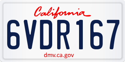 CA license plate 6VDR167
