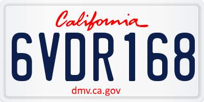 CA license plate 6VDR168