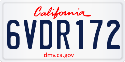 CA license plate 6VDR172