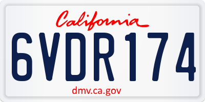 CA license plate 6VDR174