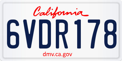 CA license plate 6VDR178