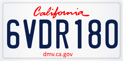 CA license plate 6VDR180