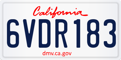 CA license plate 6VDR183
