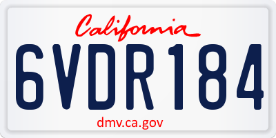 CA license plate 6VDR184