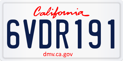 CA license plate 6VDR191