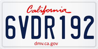 CA license plate 6VDR192